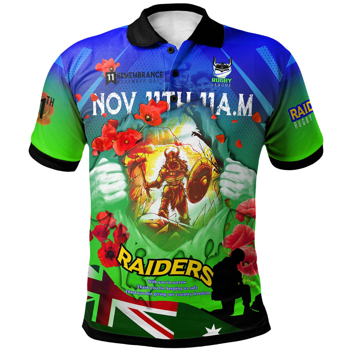 raiders-rugby-polo-shirt-custom-raiders-remembrance-day-lest-we-forget-poppies-polo-shirt