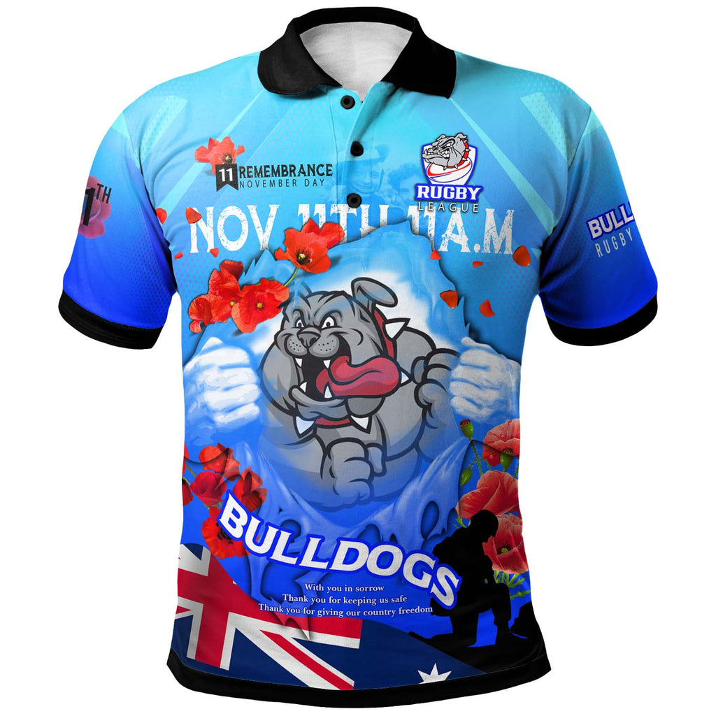 bulldogs-rugby-polo-shirt-custom-bulldogs-remembrance-day-lest-we-forget-poppies-polo-shirt