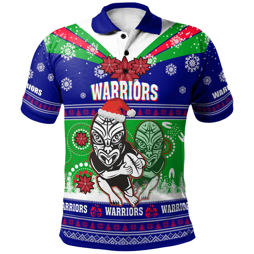 warriors-rugby-christmas-polo-shirt-custom-warriors-ugly-christmas-and-aboriginal-patterns-polo-shirt