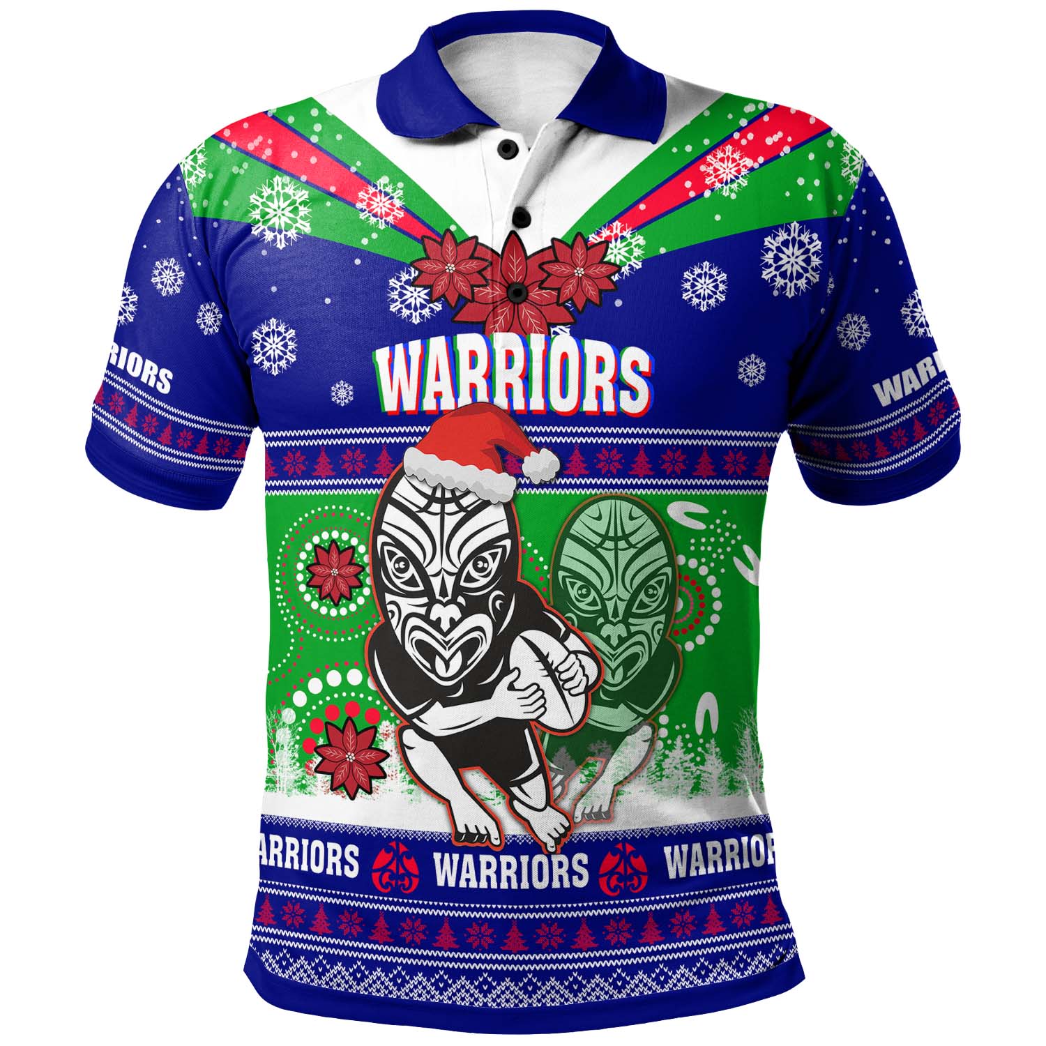 warriors-rugby-christmas-polo-shirt-custom-warriors-ugly-christmas-and-aboriginal-patterns-polo-shirt