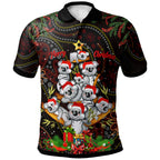 aboriginal-christmas-polo-shirt-custom-aussie-koala-christmas-tree-with-aboriginal-inspired-polo-shirt