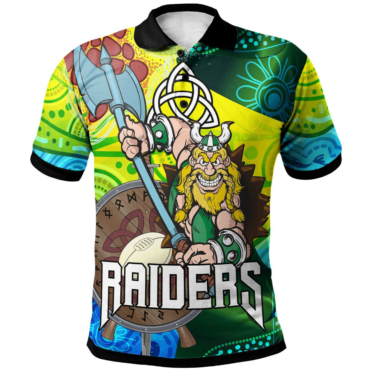 raiders-rugby-polo-shirt-custom-vikings-pride-with-aboriginal-dot-painting-style-player-and-number-polo-shirt