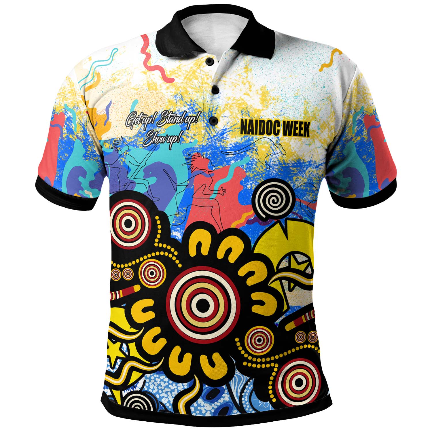 australia-naidoc-week-2023-polo-shirt-custom-celebrate-naidoc-aboriginal-inspired-culture-with-torres-strait-flag-colour-polo-shirt
