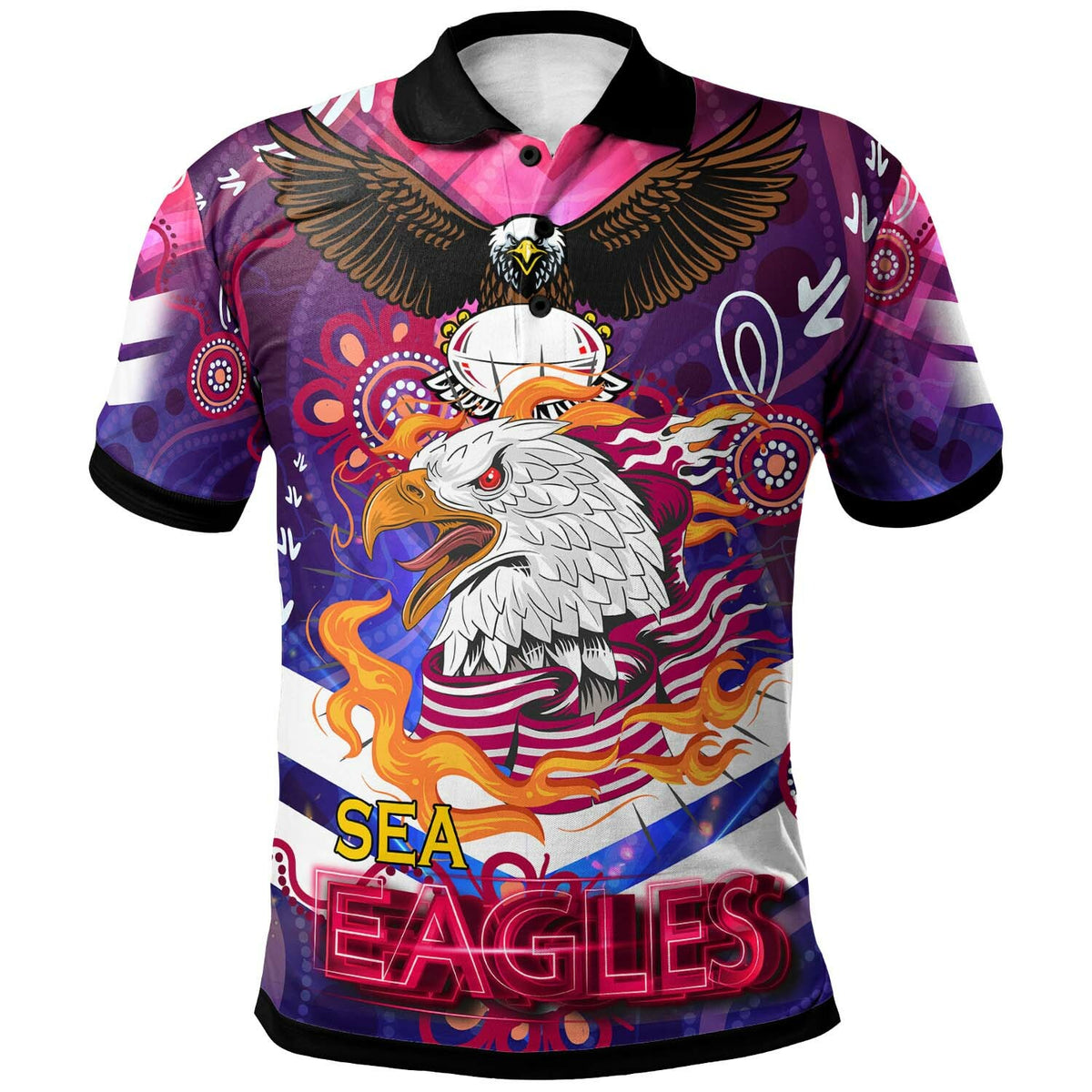 sea-eagles-rugby-polo-shirt-custom-sea-eagles-champions-with-aboriginal-abstract-dot-painting-player-and-number-polo-shirt