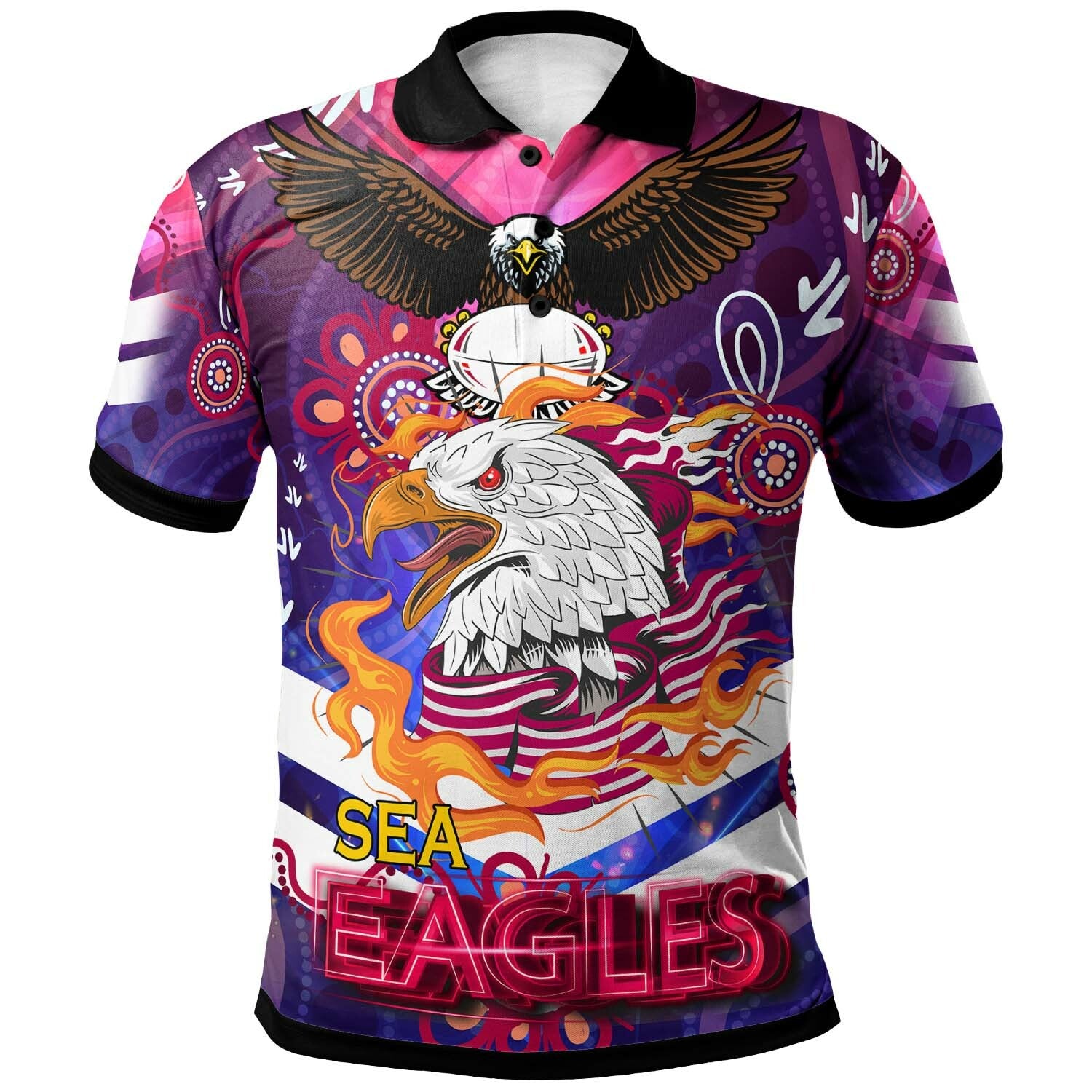 sea-eagles-rugby-polo-shirt-custom-sea-eagles-champions-with-aboriginal-abstract-dot-painting-player-and-number-polo-shirt
