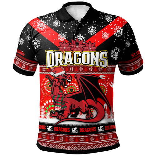 stgeorge-rugby-christmas-polo-shirt-custom-dragons-ugly-christmas-and-aboriginal-patterns-polo-shirt