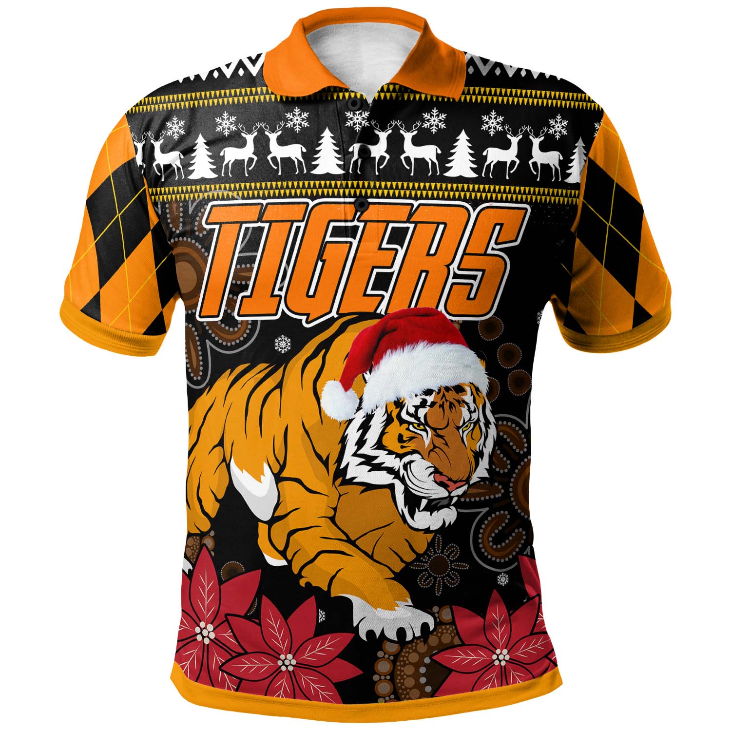 tigers-rugby-christmas-polo-shirt-custom-tigers-merry-christmas-aboriginal-polo-shirt