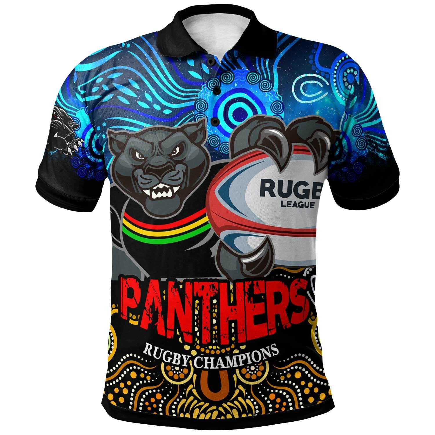 panthers-rugby-polo-shirt-custom-panthers-rugby-champions-with-aboriginal-dot-painting-art-player-and-number-polo-shirt