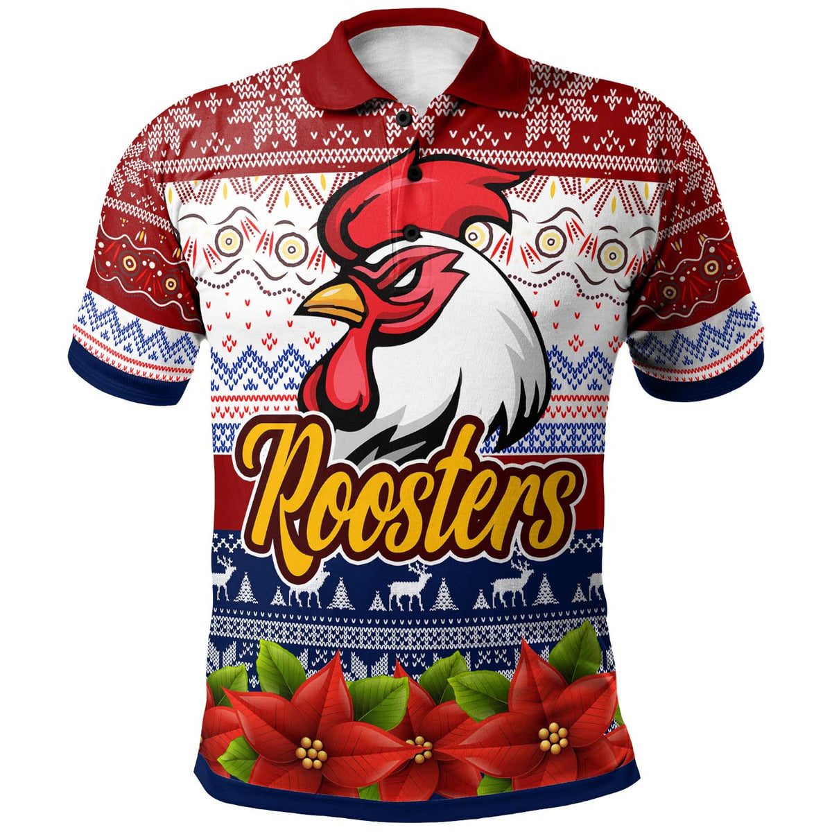 roosters-rugby-chrstmas-polo-shirt-custom-roosters-ugly-christmas-knitted-polo-shirt