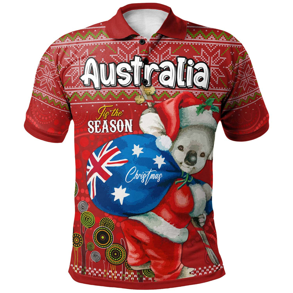 aboriginal-christmas-polo-shirt-custom-australia-koala-ugly-christmas-with-aboriginal-inspired-red-polo-shirt