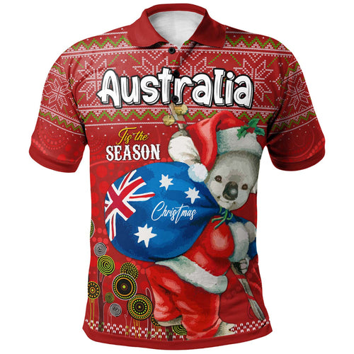 aboriginal-christmas-polo-shirt-custom-australia-koala-ugly-christmas-with-aboriginal-inspired-red-polo-shirt