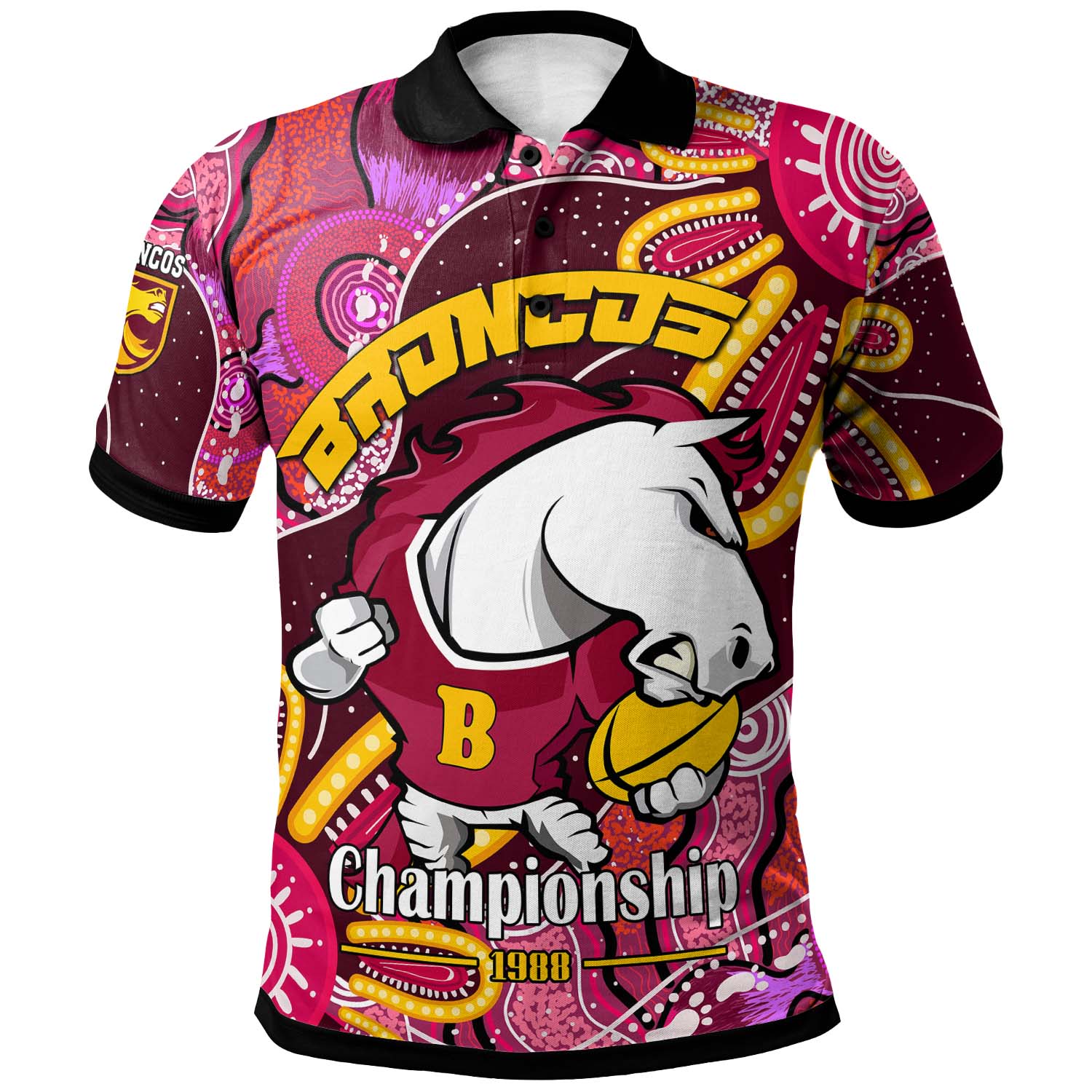 nrlw-broncos-rugby-polo-shirt-custom-broncos-aboriginal-dot-painting-player-and-number-woman-polo-shirt