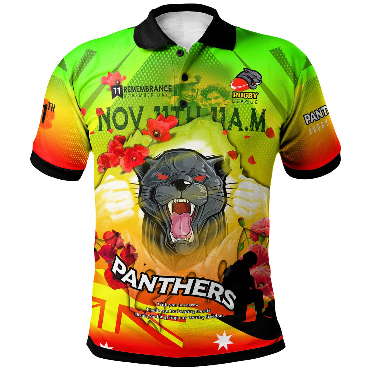 panthers-rugby-polo-shirt-custom-panthers-remembrance-day-lest-we-forget-poppies-polo-shirt