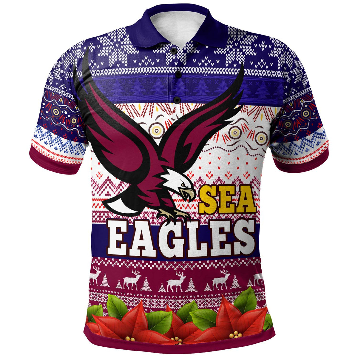 sea-eagles-rugby-chrstmas-polo-shirt-custom-sea-eagles-ugly-christmas-knitted-polo-shirt