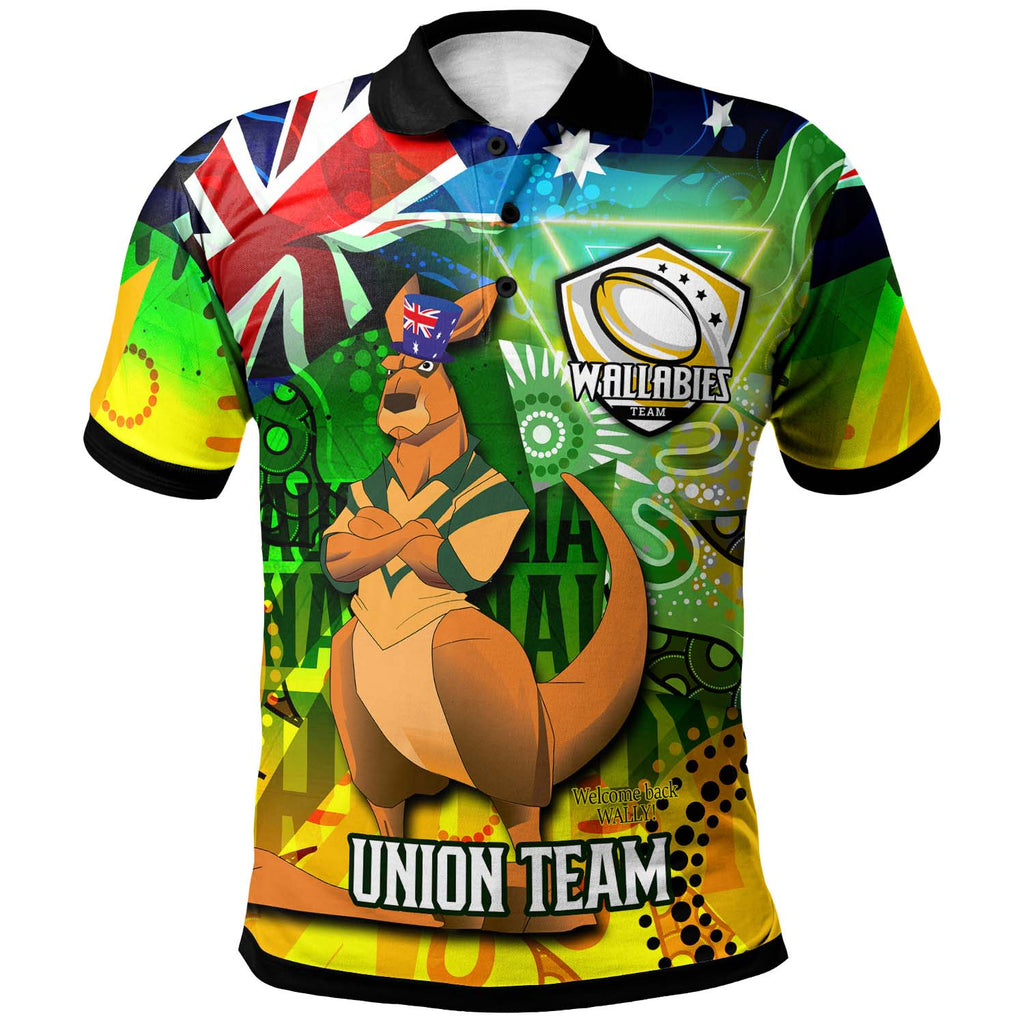 wallabies-rugby-polo-shirt-custom-australia-national-rugby-championship-welcome-back-wally-aboriginal-player-and-number-polo-shirt