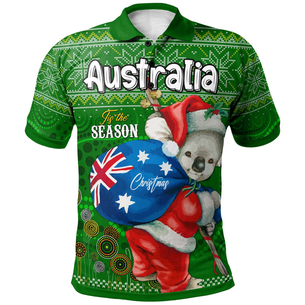 aboriginal-christmas-polo-shirt-custom-australia-koala-ugly-christmas-with-aboriginal-inspired-green-polo-shirt