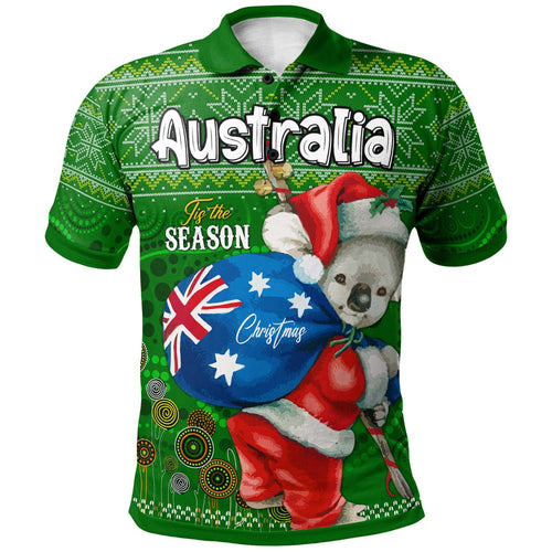 aboriginal-christmas-polo-shirt-custom-australia-koala-ugly-christmas-with-aboriginal-inspired-green-polo-shirt