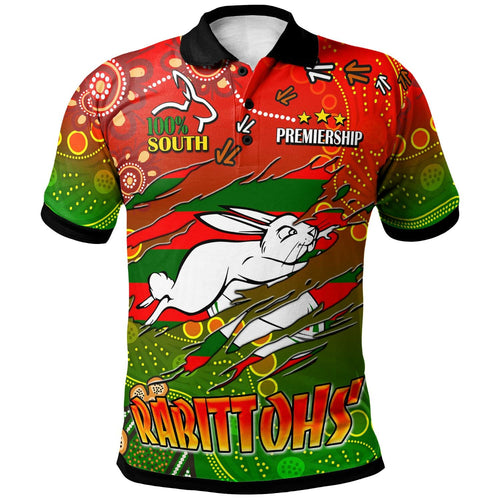 rabbitohs-rugby-polo-shirt-custom-100-south-rabbitohs-premiership-rugby-with-aboriginal-culture-player-and-number-polo-shirt