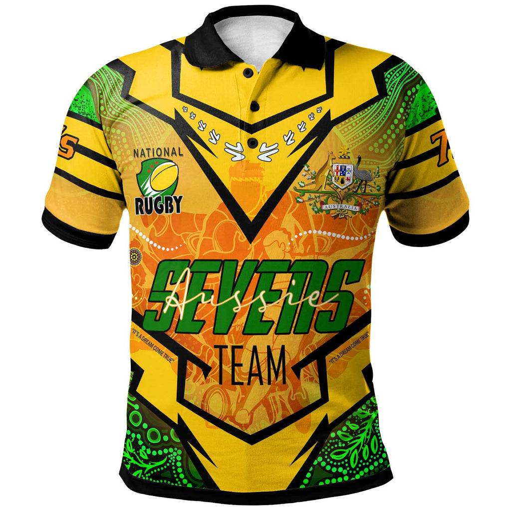 australia-national-rugby-sevens-team-polo-shirt-custom-aussie-7s-team-coat-of-arms-rugby-championship-aboriginal-player-and-number-polo-shirt