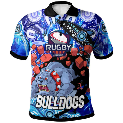 bulldogs-rugby-polo-shirt-custom-personalised-angry-bulldogs-with-aboriginal-culture-and-dot-painting-player-and-number-polo-shirt