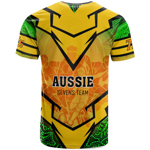 australia-national-rugby-sevens-team-t-shirt-custom-aussie-7s-team-coat-of-arms-rugby-championship-aboriginal-player-and-number-t-shirt