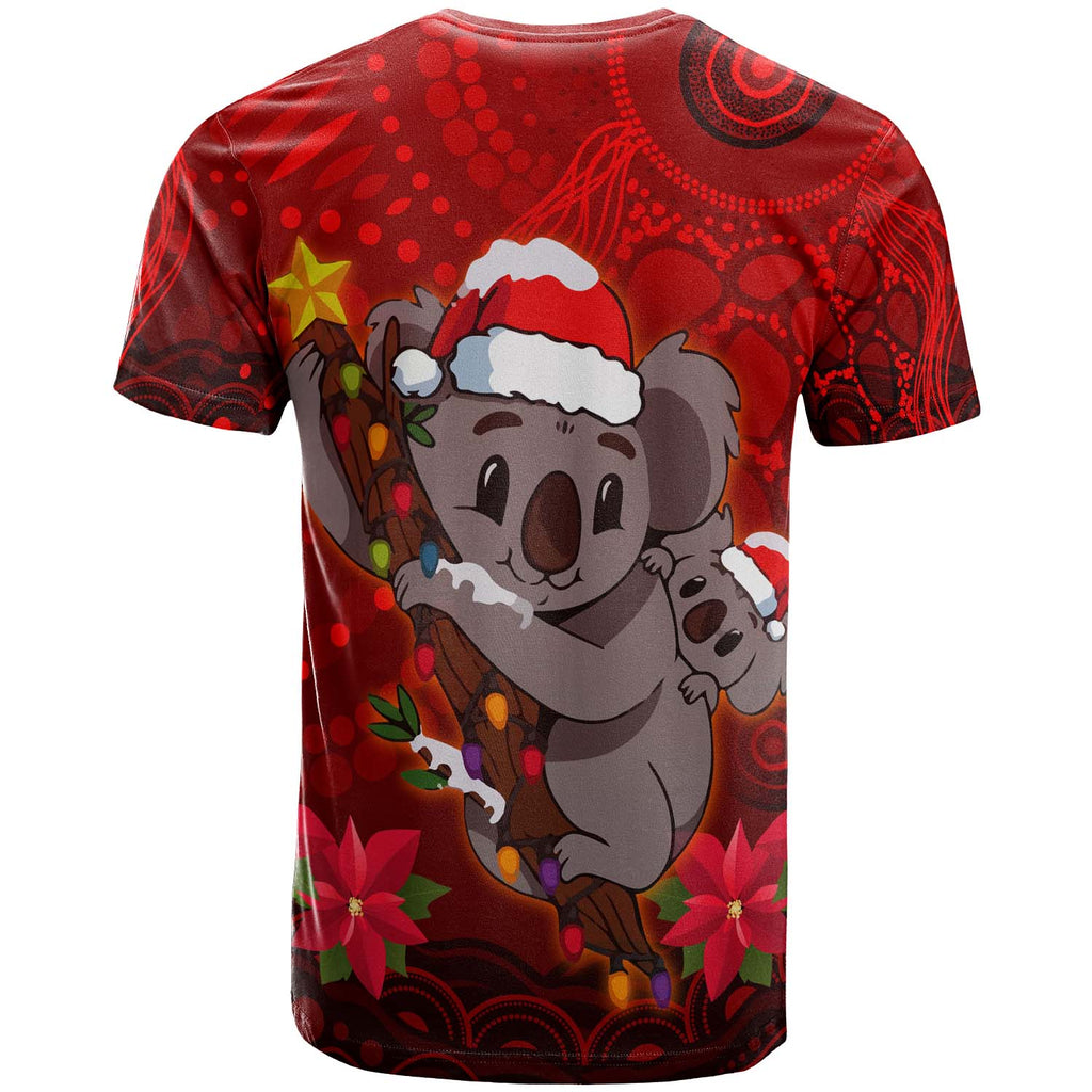 aboriginal-christmas-t-shirt-custom-aussie-koala-christmas-poinsettia-with-aboriginal-inspired-t-shirt