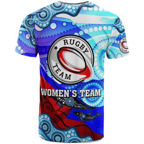 nrlw-knights-rugby-t-shirt-custom-woman-knights-with-aboriginal-dot-painting-style-player-and-number-woman-t-shirt