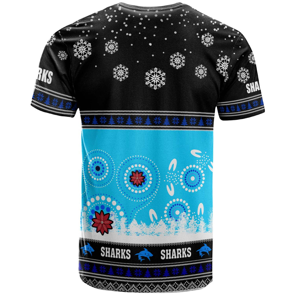 sharks-rugby-christmas-t-shirt-custom-sharks-ugly-christmas-and-aboriginal-patterns-t-shirt