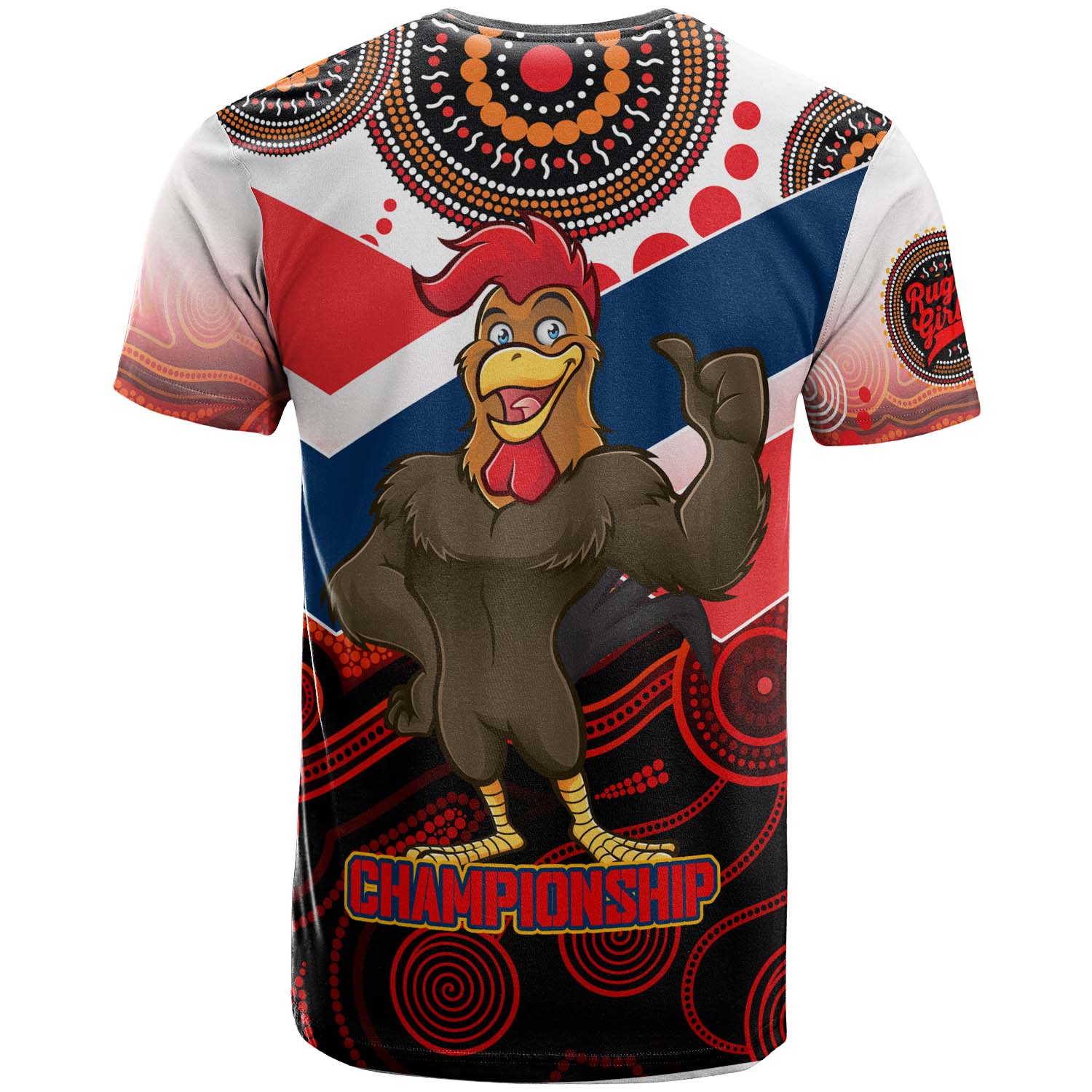 nrlw-roosters-rugby-t-shirt-custom-womens-rugby-league-with-aboriginal-dot-painting-style-player-and-number-t-shirt