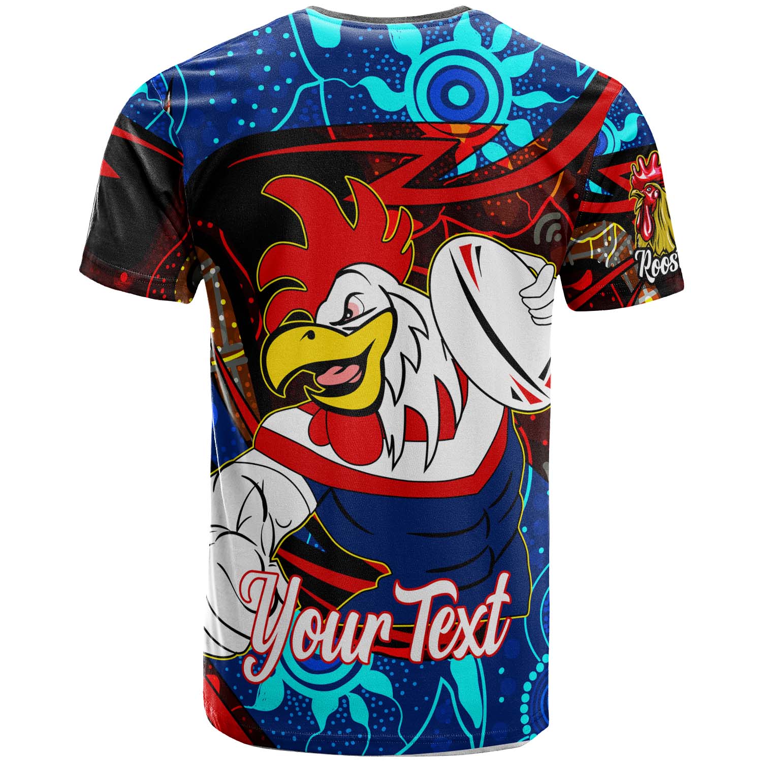 roosters-rugby-t-shirt-custom-roosters-mascot-with-rugby-aboriginal-dot-painting-player-and-number-t-shirt