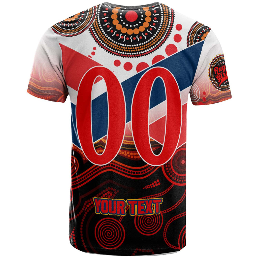 nrlw-roosters-rugby-t-shirt-custom-womens-rugby-league-with-aboriginal-dot-painting-style-player-and-number-t-shirt