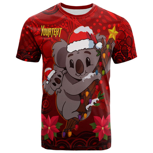 aboriginal-christmas-t-shirt-custom-aussie-koala-christmas-poinsettia-with-aboriginal-inspired-t-shirt