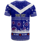 bulldogs-rugby-christmas-t-shirt-custom-bulldogs-ugly-christmas-and-aboriginal-patterns-t-shirt