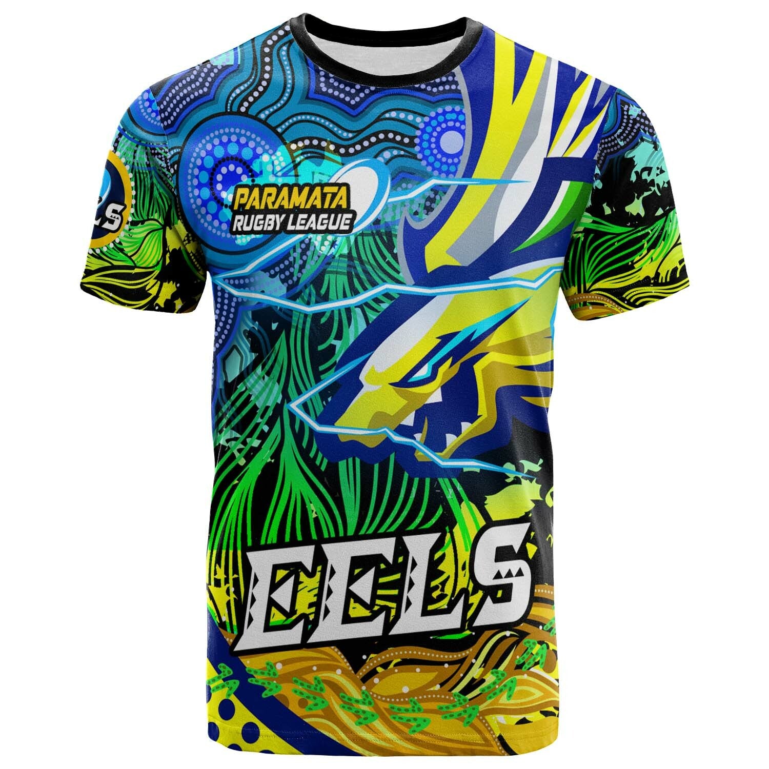 eels-rugby-t-shirt-custom-paramata-electric-eels-with-aboriginal-dot-painting-player-and-number-t-shirt
