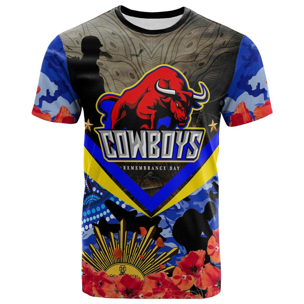 cowboys-rugby-t-shirt-aboriginal-anzac-day-cowboys-with-poppy-flower-indigenous-t-shirt