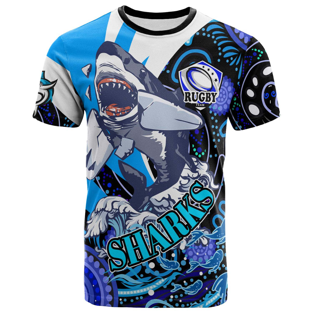 sharks-rugby-t-shirt-custom-angry-sharks-rugby-team-with-aboriginal-dot-painting-player-and-number-t-shirt