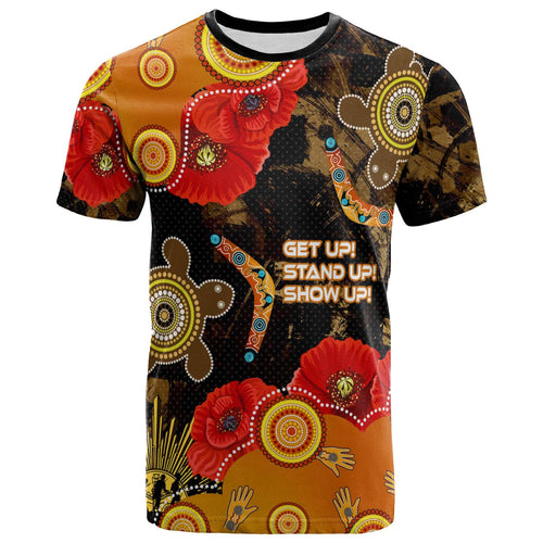australia-anzac-day-and-naidoc-week-2023-t-shirt-poppy-flower-with-aboriginal-inspired-style-and-turtle-indigenous-t-shirt