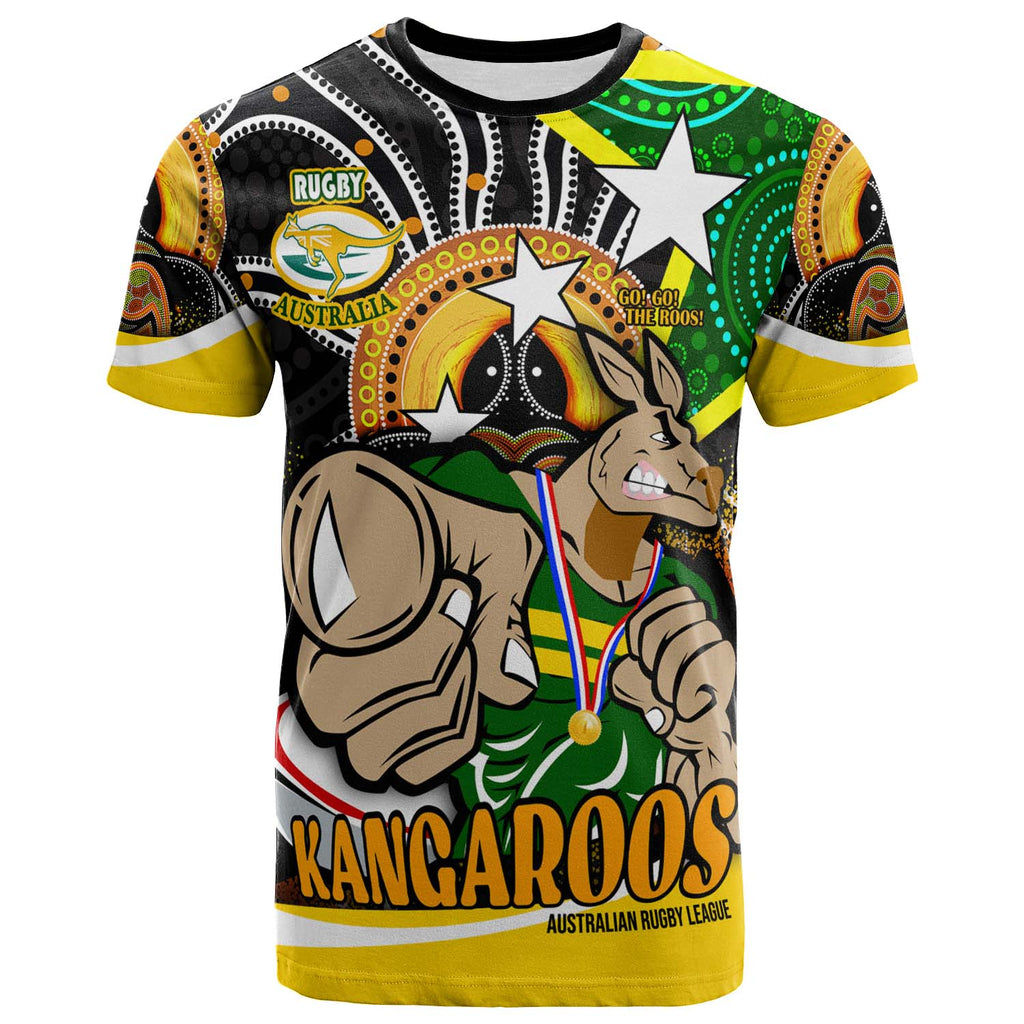 kangaroos-rugby-t-shirt-custom-kangraroo-australian-rugby-league-go-the-roos-indigenous-player-and-number-t-shirt