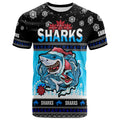 sharks-rugby-christmas-t-shirt-custom-sharks-ugly-christmas-and-aboriginal-patterns-t-shirt
