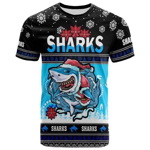 sharks-rugby-christmas-t-shirt-custom-sharks-ugly-christmas-and-aboriginal-patterns-t-shirt