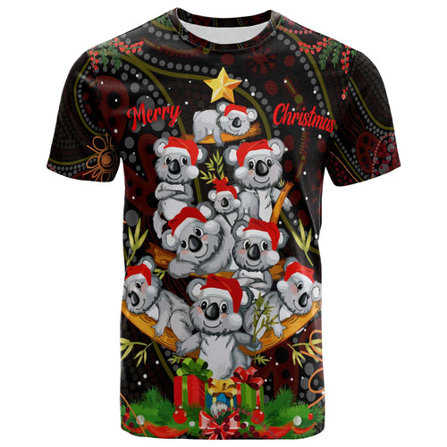 aboriginal-christmas-t-shirt-custom-aussie-koala-christmas-tree-with-aboriginal-inspired-t-shirt