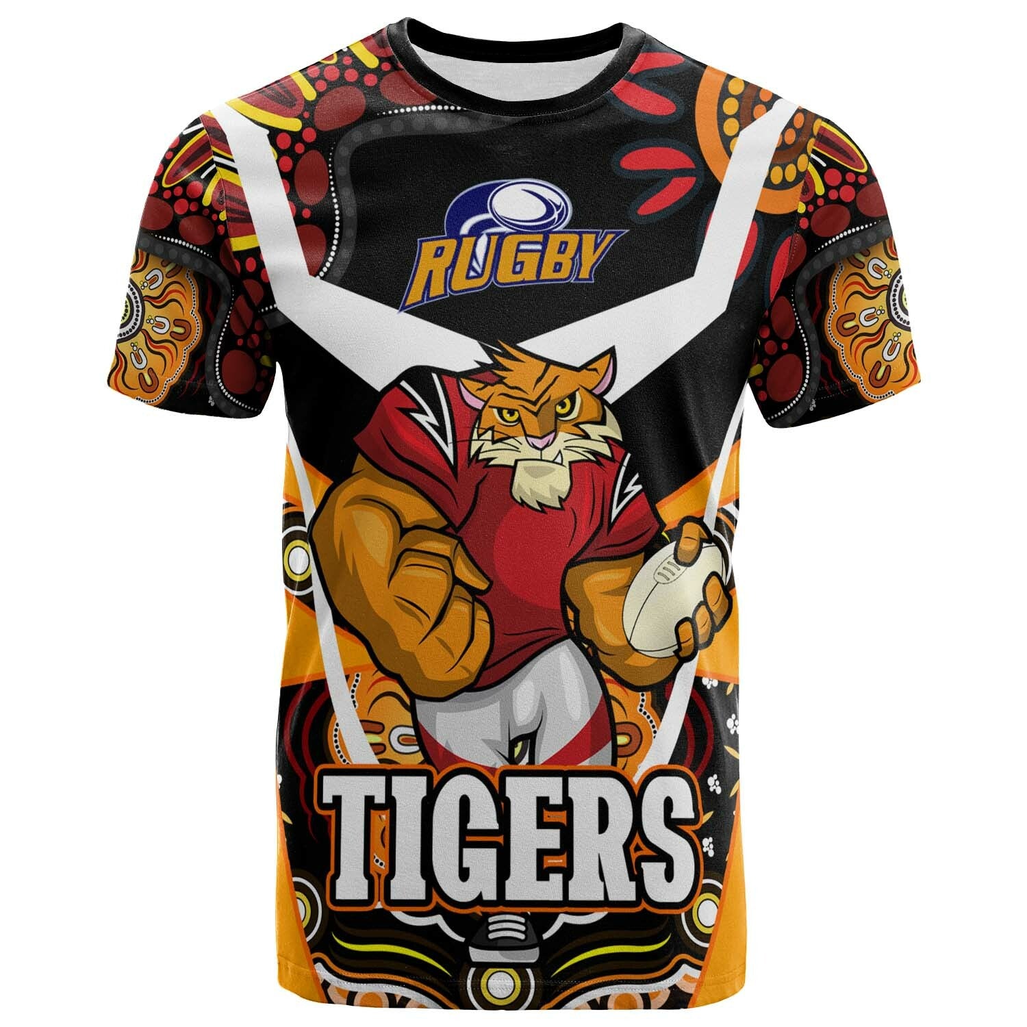 tigers-rugby-t-shirt-custom-tigers-rugby-ball-with-aboriginal-dot-painting-art-player-and-number-t-shirt
