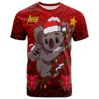 aboriginal-christmas-t-shirt-custom-aussie-koala-christmas-poinsettia-with-aboriginal-inspired-t-shirt