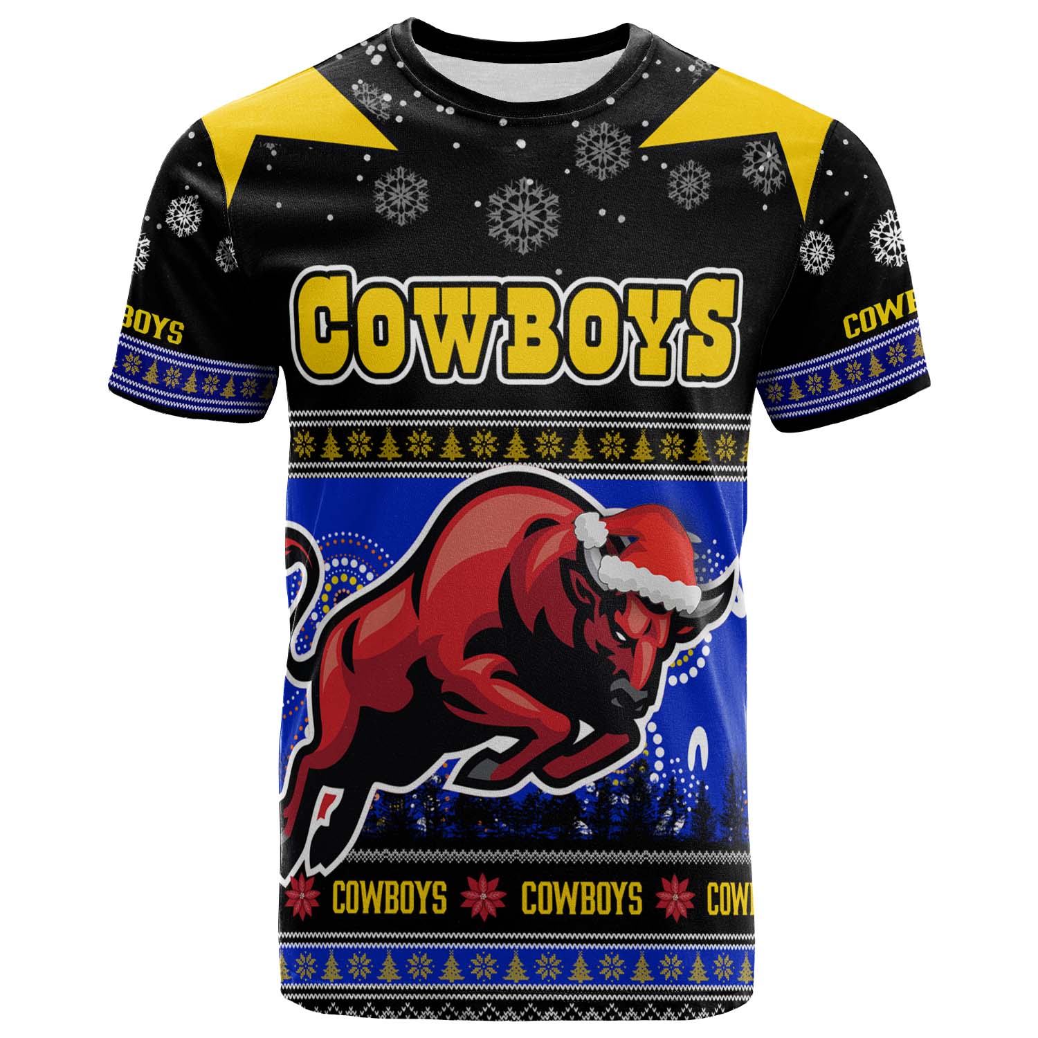 cowboys-rugby-christmas-t-shirt-custom-cowboys-ugly-christmas-and-aboriginal-patterns-t-shirt