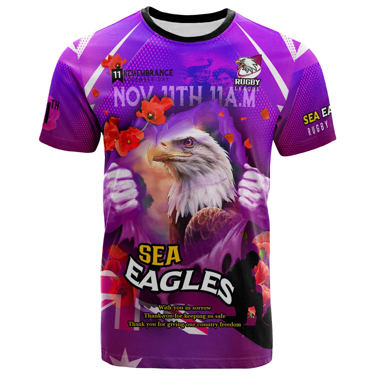 sea-eagles-rugby-t-shirt-custom-sea-eagles-remembrance-day-lest-we-forget-poppies-t-shirt