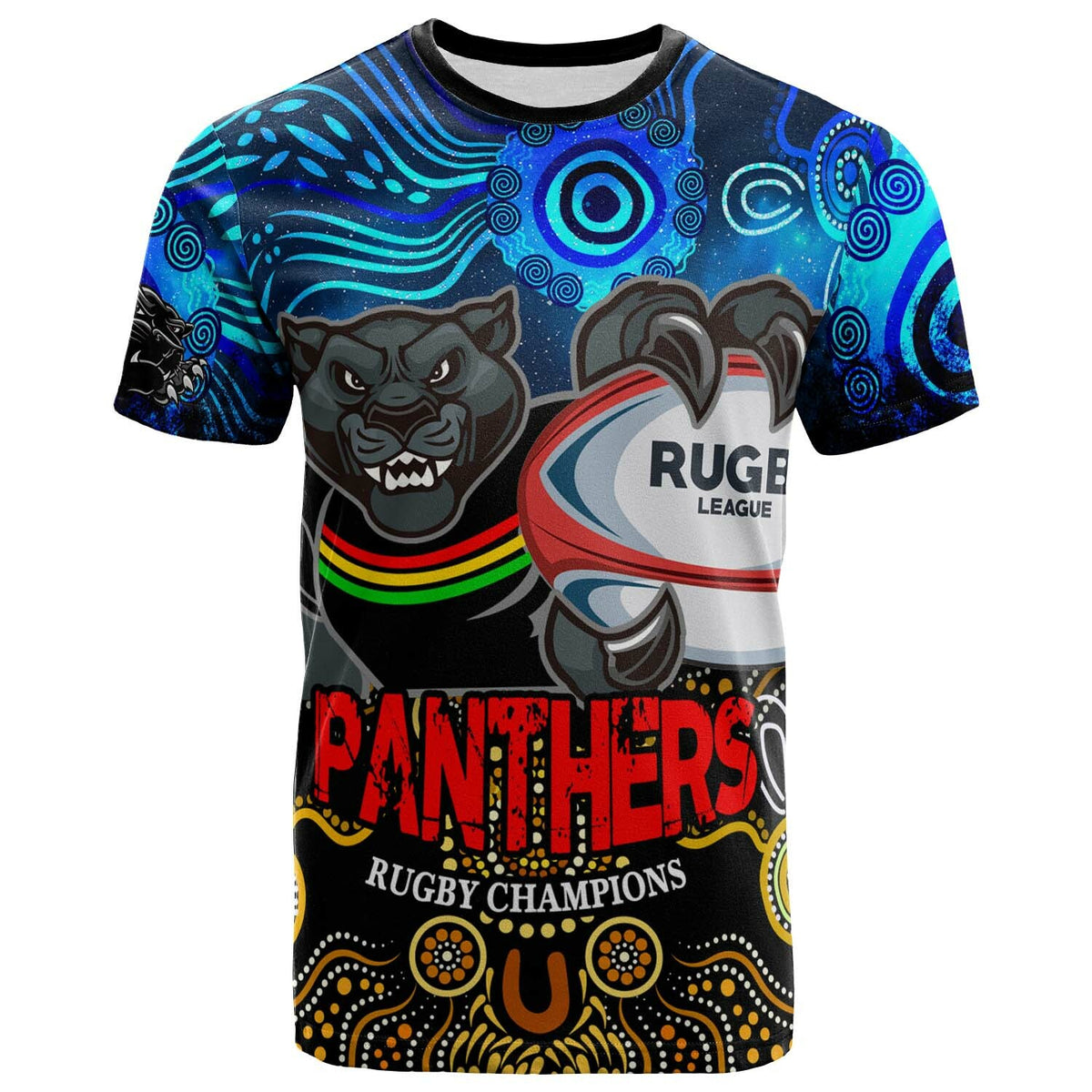 panthers-rugby-t-shirt-custom-panthers-rugby-champions-with-aboriginal-dot-painting-art-player-and-number-t-shirt