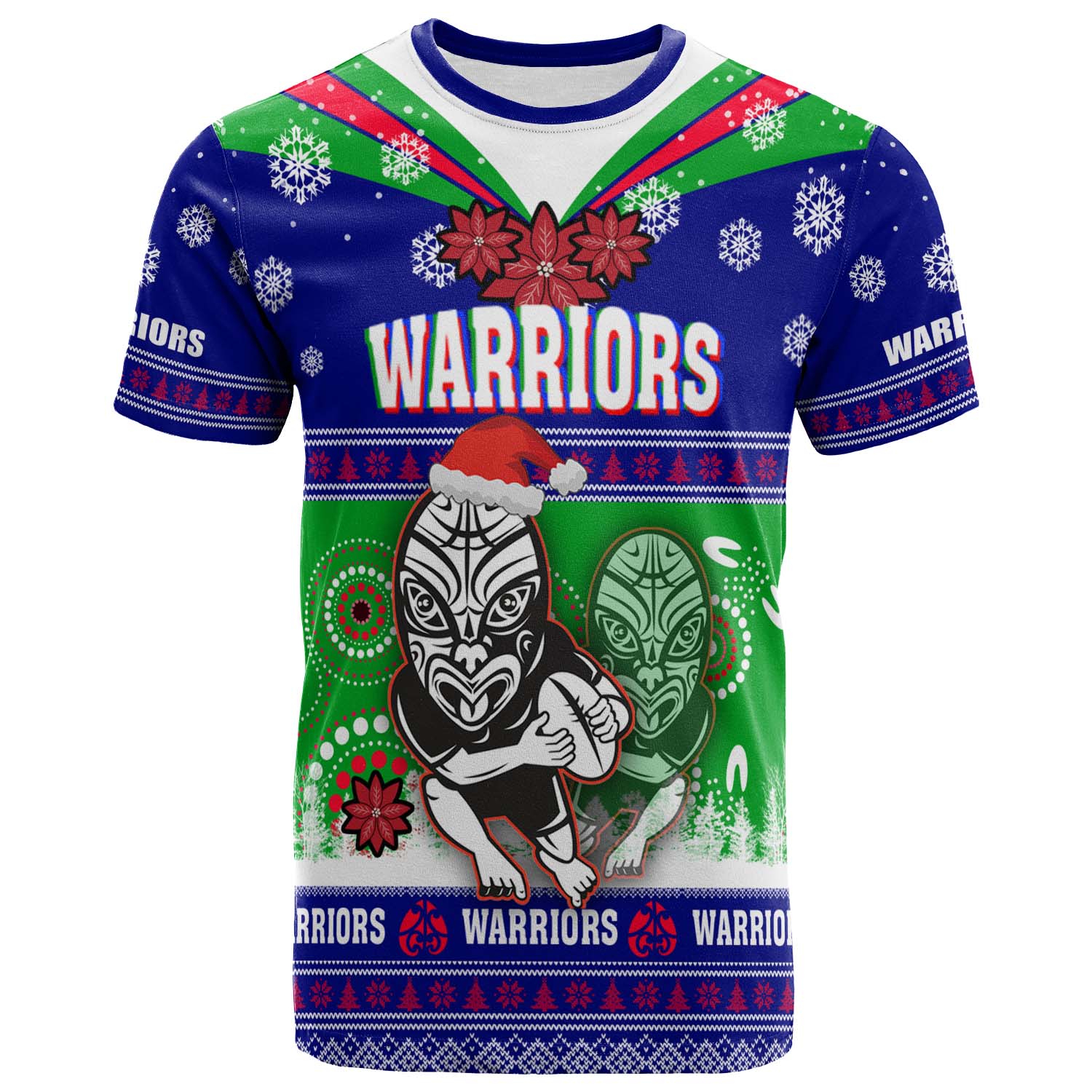 warriors-rugby-christmas-t-shirt-custom-warriors-ugly-christmas-and-aboriginal-patterns-t-shirt