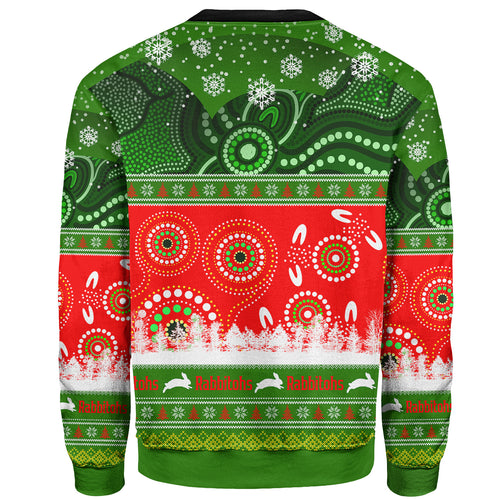 rabbitohs-rugby-christmas-sweatshirt-custom-rabbitohs-ugly-christmas-and-aboriginal-patterns-sweatshirt