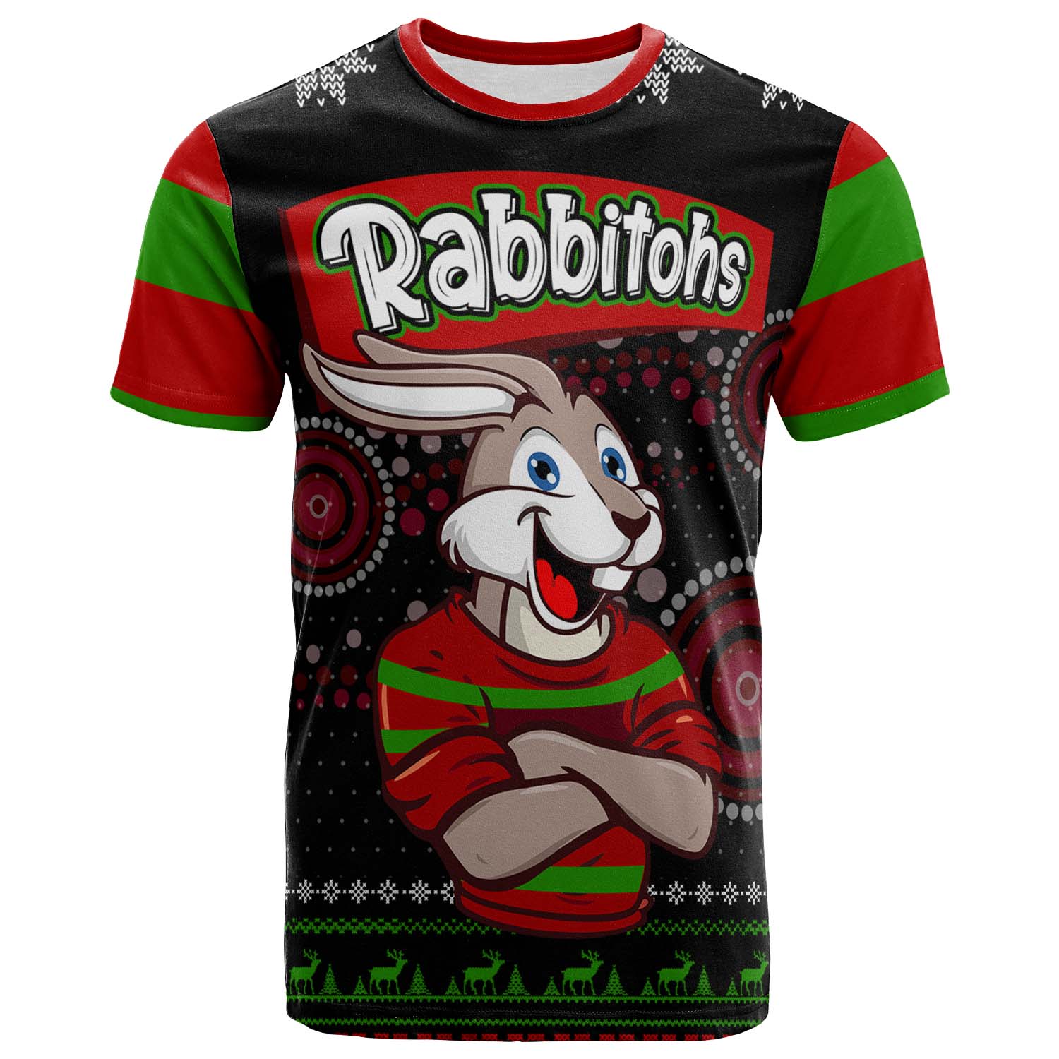 rabbitohs-rugby-christmas-t-shirt-custom-rabbitohs-ugly-christmas-knitted-t-shirt
