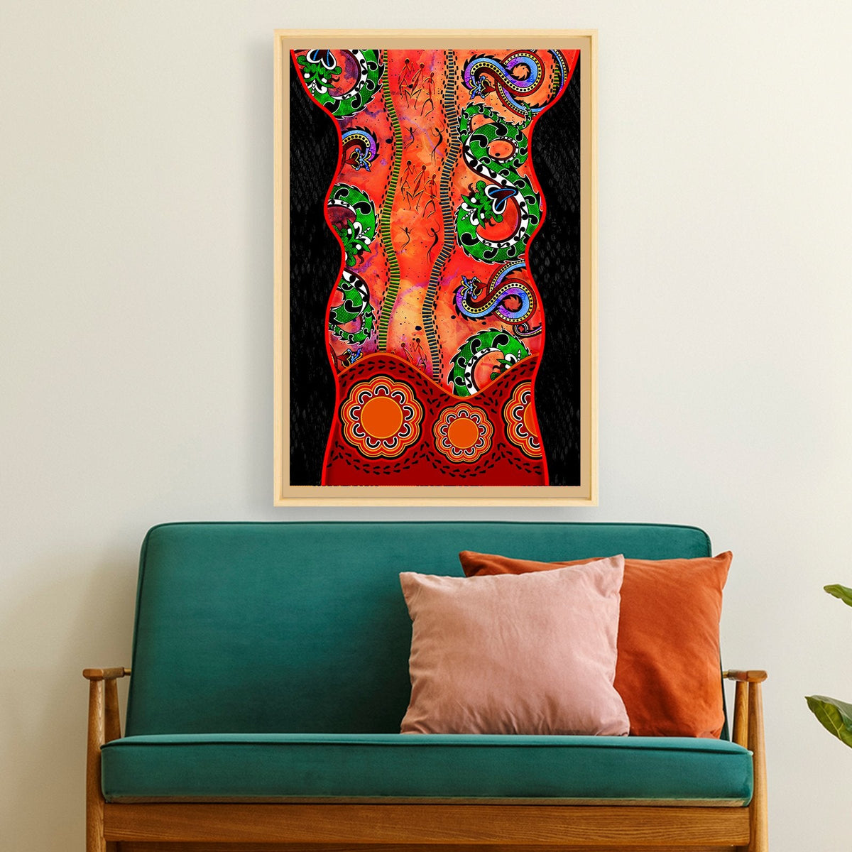 printed-canvas-indigenous-patterns-orange